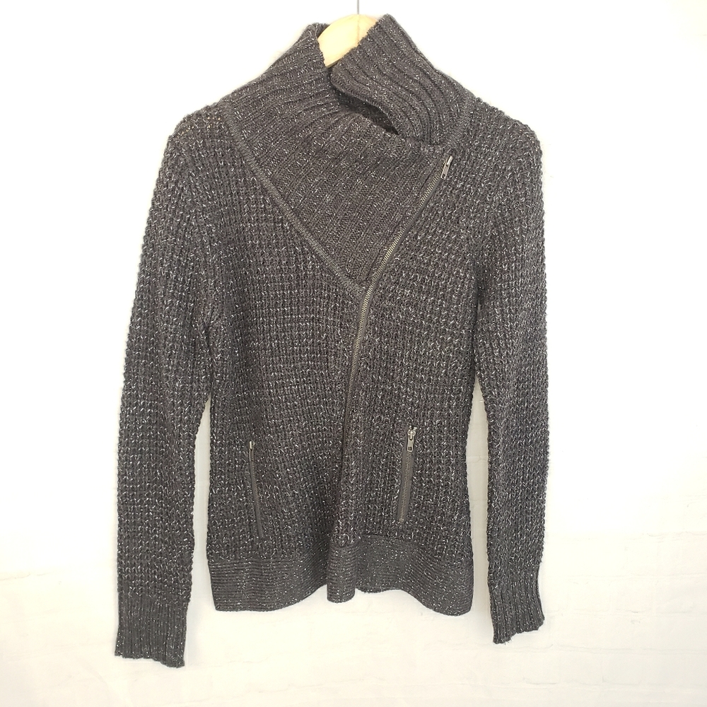 FENN WRIGHT MANSON Cowl Neck Sparkle Sweater Zip